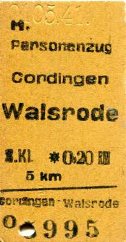 Fahrkarte Cordingen - Walsrode 3. Kl