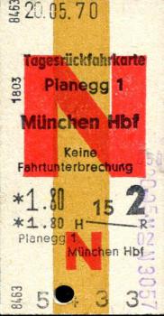 Tagesrückfahrkarte Planegg - München Hbf &#34N&#34 1,80