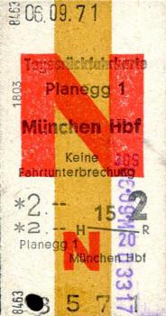 Tagesrückfahrkarte Planegg - München Hbf &#34N&#34 2,00