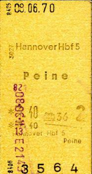 Fahrkarte Hannover Peine