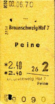 Fahrkarte Braunschweig Peine