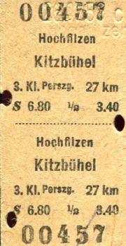 Fahrkarte Hochfilzen - Kitzbühel 1956