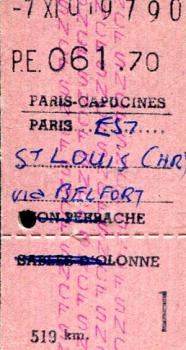 SNCF Karte Paris Est - St. Louis