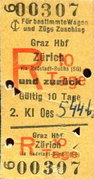 Fahrkarte Graz - Zürich