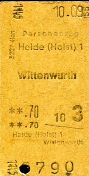 Fahrkarte Heide Wittenwurth