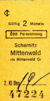 Fahrkarte Scharnitz - Mittenwald