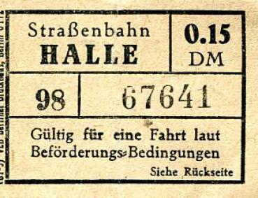 Fahrschein Straßenbahn Halle