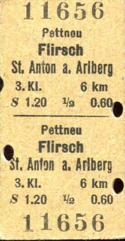 Fahrkarte Pettneu Flirsch St Anton a Arlberg 3 Klasse