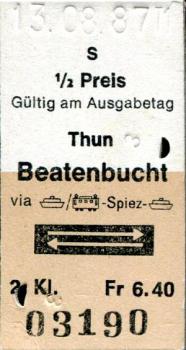 Fahrkarte Thun - Beatenbucht