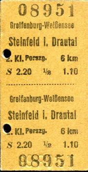 Fahrkarte Greifenburg-Weißsee - Steinfeld im Drautal