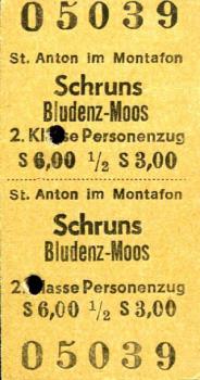 Fahrkarte St. Anton im Montafon - Schruns - Bludenz-Moos