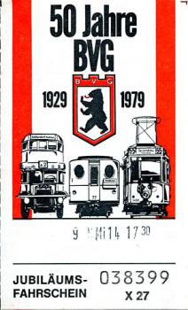 Jubiläumsfahrschein 50 Jahre BVG