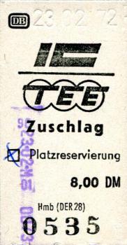 IC / TEE Zuschlag 8,00 DM