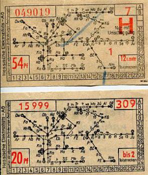 2 Fahrscheine Hessische Elektrizitäts AG