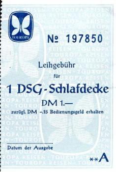 Leihgebühr für eine DSG Schlafdecke 1,00 DM