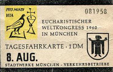 Fahrkarte München Weltkongress 1960