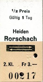 Fahrkarte Heiden - Rorschach 1987