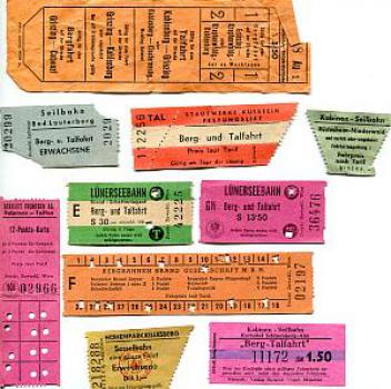 10 Fahrscheine Bergbahnen Seilbahnen