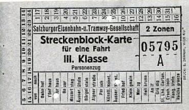 Fahrschein Salzburger Eisenbahn und Tramway Gesellschaft