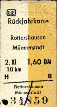 Fahrkarte Rottershausen - Münnerstadt