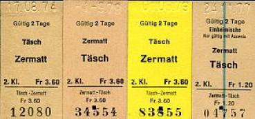 4 Fahrkarten Täsch - Zermatt