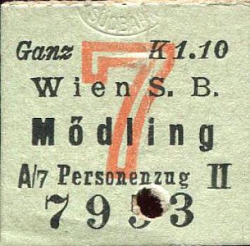 Halbe Karte Wien S. B. Mödling 1902