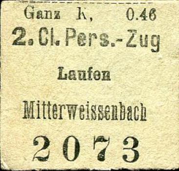 Halbe Karte Laufen - Mitterweissenbach 1900