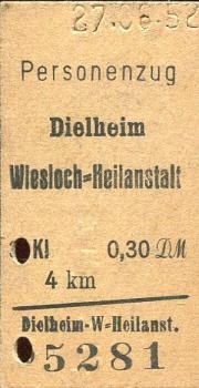 Fahrkarte Dielheim - Wiesloch-Heilanstalt