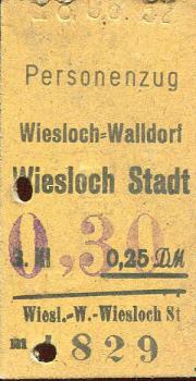 Fahrkarte Wiesloch-Walldorf - Wiesloch Stadt