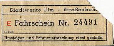 Fahrschein Stadtwerke Ulm - Straßenbahn