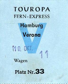 Platzreservierung Touropa Hamburg Verona