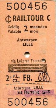 Fahrkarte Antwerpen Lille 2. Klasse 1983