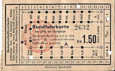 Rundfahrkarte Bonner Verkehrsbetriebe