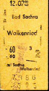 Fahrkarte Bad Sachsa – Walkenried 1969