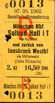 Fahrkarte München Hbf – Solbad Hall