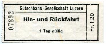 Fahrschein Gütschbahn Luzern 1,20 Fr.