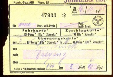 ÖBB Fahrschein Innsbruck – Bregenz  1945