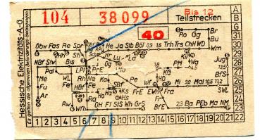 Fahrschein Hessische Elektrizitäts AG