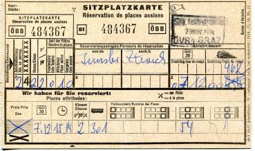 Sitzplatzkarte Innsbruck – Zürich