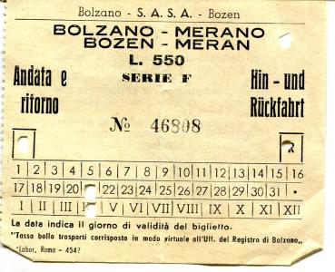 Fahrschein Bolzano – Bolzano / Bozen – Meran