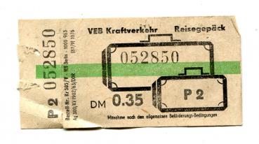 Fahrschein VEB Kraftverkehr Reisegepäck 0,55 DM