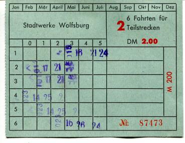 Fahrschein 6 Fahrten Wolfsburg