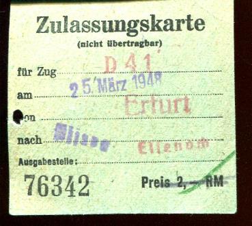 Zulassungskarte D 41 1948