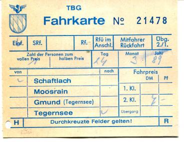 Fahrschein Tegernseebahn