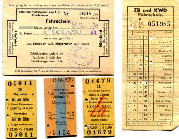 5 Fahrkarten Zillertalbahn