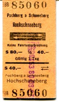 Fahrkarte Puchberg – Hochschneeberg