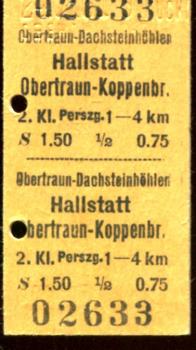 Fahrkarte Obertraun-Dachsteinhöhlen – Hallstadt