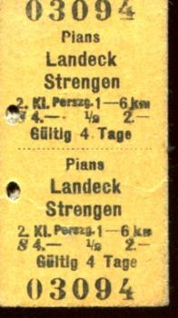 Fahrkarte Pians – Landeck Strengen