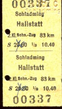 Fahrkarte Schladming – Hallstadt