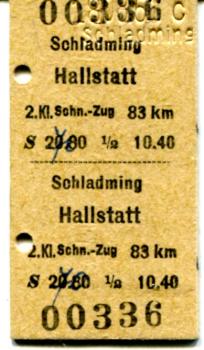 Fahrkarte Schladming – Hallstadt